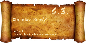 Obradov Benő névjegykártya